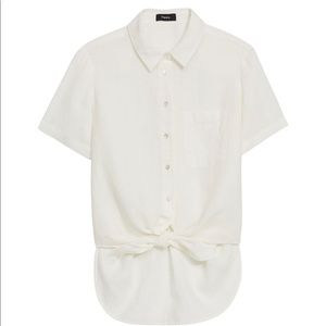 Theory Hekanina linen-Blend top - white